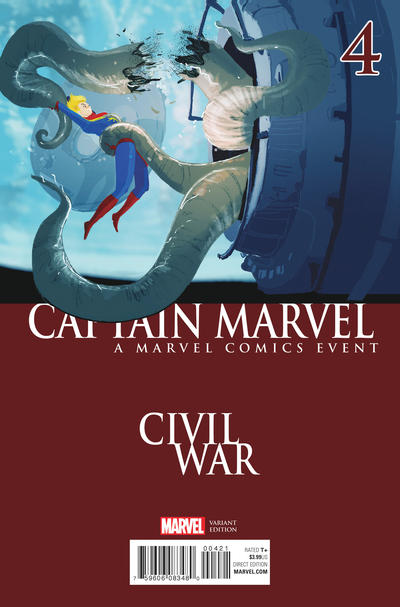 Cover for Captain Marvel (Marvel, 2016 series) #4 [Incentive Pascal Campion Civil War Variant]