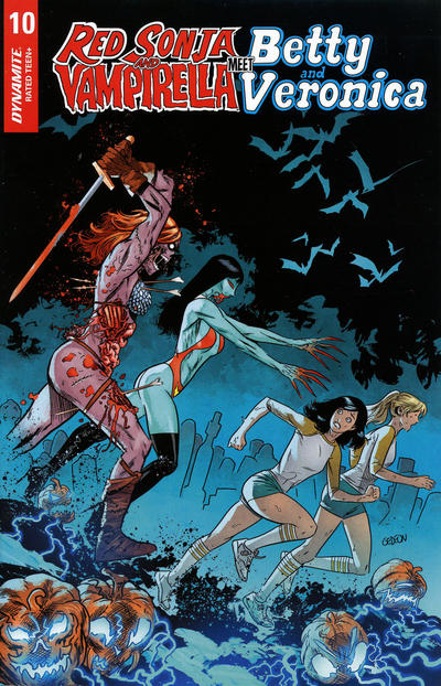 Cover for Red Sonja and Vampirella Meet Betty and Veronica (Dynamite Entertainment, 2019 series) #10 [Incentive Virgin Cover Laura Braga]