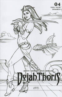 Cover for Dejah Thoris (Dynamite Entertainment, 2019 series) #4 [Incentive Black and White Cover Joseph Michael Linsner]