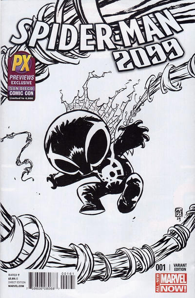 Cover for Spider-Man 2099 (Marvel, 2014 series) #1 [Variant Edition - PX Previews Exclusive SDCC Black and White - Skottie Young]