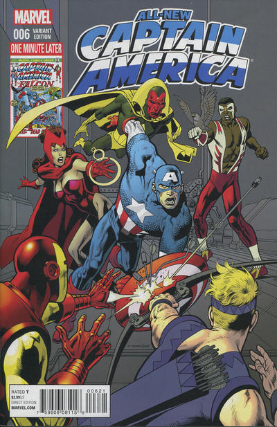 Cover for All-New Captain America (Marvel, 2015 series) #6 [Kevin Nowlan One Minute Later Variant]