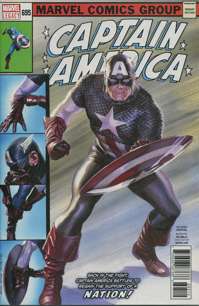 Cover for Captain America (Marvel, 2017 series) #695 [Second Printing Alex Ross Cover]