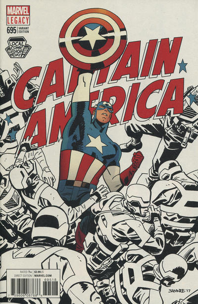 Cover for Captain America (Marvel, 2017 series) #695 [Local Comic Shop Day Exclusive Chris Samnee Color Spotlight]