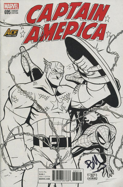 Cover for Captain America (Marvel, 2017 series) #695 [ACE Comic Con 2018 Black and White Variant]