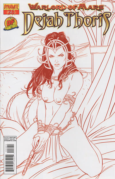 Cover for Warlord of Mars: Dejah Thoris (Dynamite Entertainment, 2011 series) #26 [Jose Malaga Risque Red Dynamic Forces Cover]