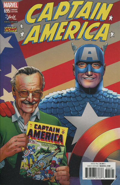 Cover for Captain America (Marvel, 2017 series) #695 [Stan Lee Comic Box Exclusive Cameo Variant]