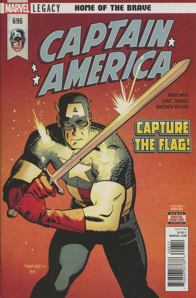 Cover for Captain America (Marvel, 2017 series) #696 [Second Printing]