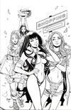 Cover for Red Sonja and Vampirella Meet Betty and Veronica (Dynamite Entertainment, 2019 series) #10 [Incentive Black and White Cover Laura Braga]