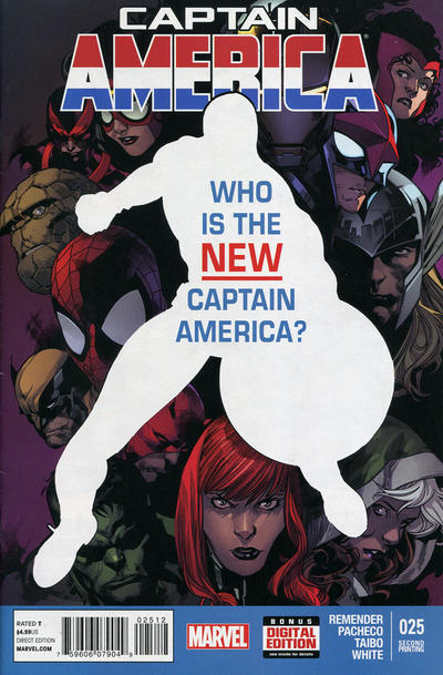 Cover for Captain America (Marvel, 2013 series) #25 [Second Printing]