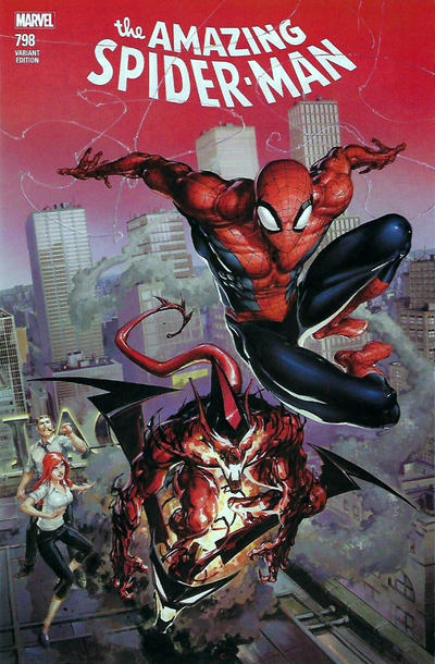 Cover for Amazing Spider-Man (Marvel, 2015 series) #798 [Variant Edition - ComicXposure Exclusive - Clayton Crain Connecting Cover]