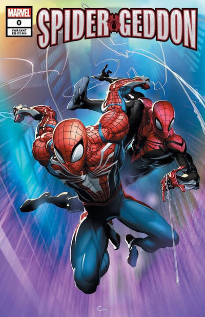 Cover for Spider-Geddon (Marvel, 2018 series) #0 [Variant Edition - NYCC 2018 / Clayton Crain Exclusive Cover A]