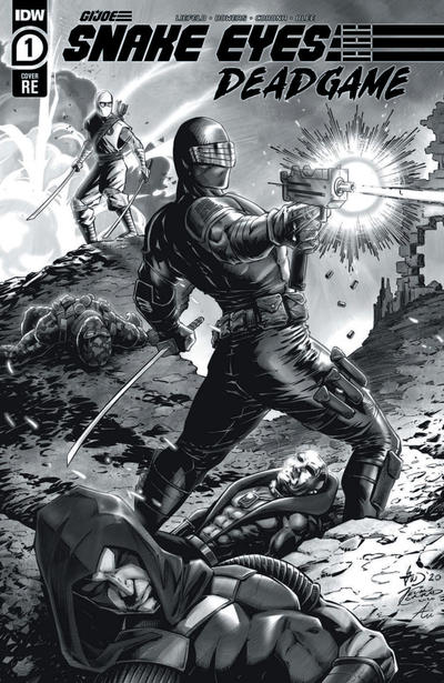 Cover for Snake Eyes: Deadgame (IDW, 2020 series) #1 [The Comics Vault Black and White Variant - Gus Mauk & Kevin Conrad]
