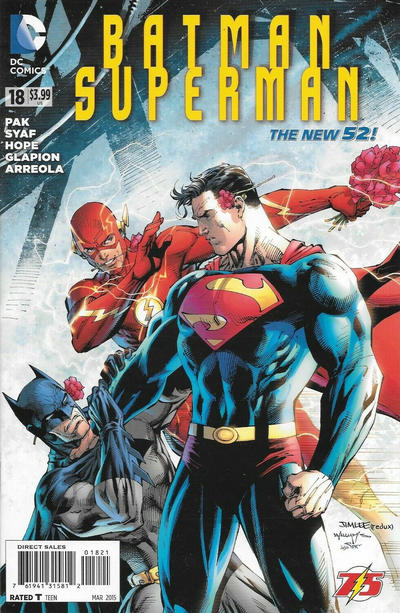 Cover for Batman / Superman (DC, 2013 series) #18 [The Flash 75th Anniversary Cover]
