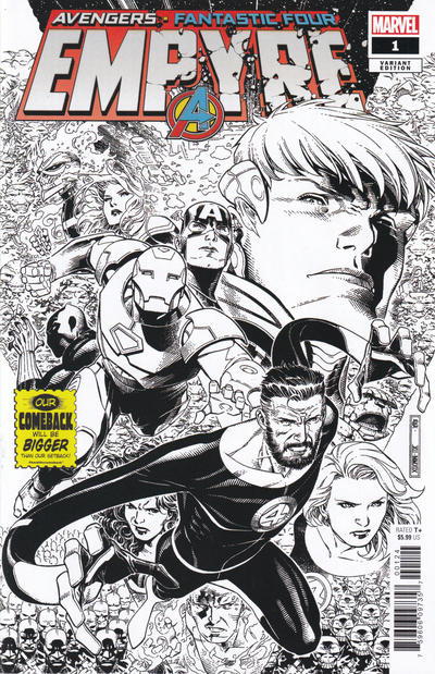 Cover for Empyre (Marvel, 2020 series) #1 [Jim Cheung Black and White 'Comeback' Cover]