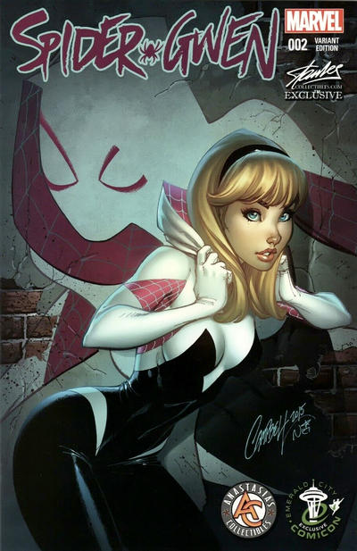 Cover for Spider-Gwen (Marvel, 2015 series) #2 [Variant Edition - Anastasia's Comics / ECCC Shared Exclusive - J. Scott Campbell Cover]