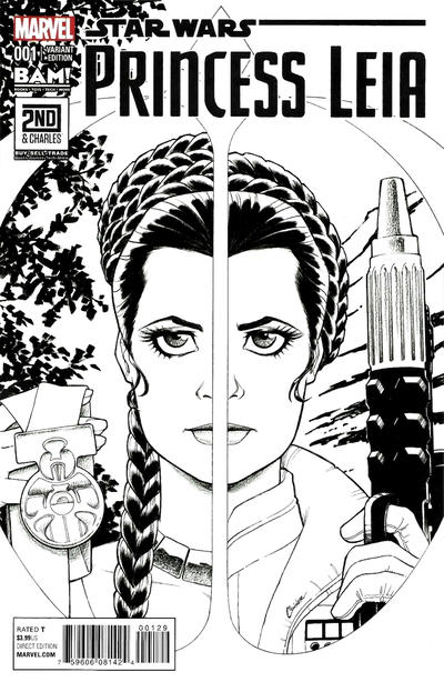 Cover for Princess Leia (Marvel, 2015 series) #1 [BAM! Books A Million Exclusive Amanda Conner Black and White Variant]