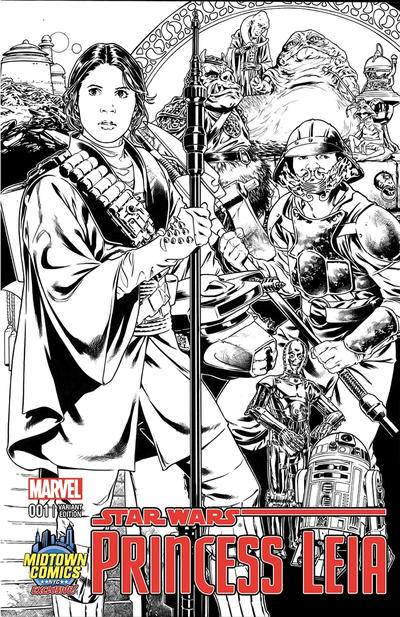 Cover for Princess Leia (Marvel, 2015 series) #1 [Mark Brooks Midtown Comics Exclusive Black and White Connecting Cover Variant]