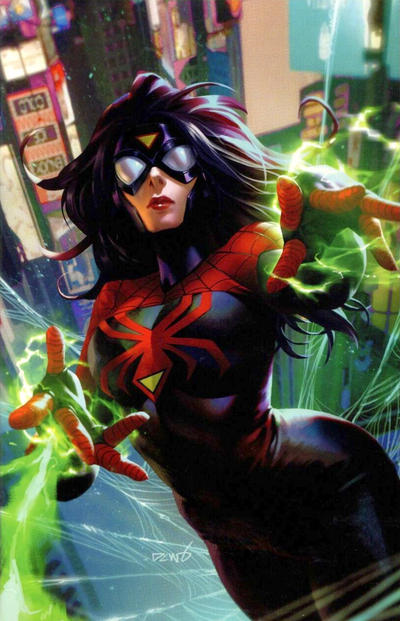 Cover for Spider-Woman (Marvel, 2020 series) #1 [The Comic Mint Exclusive - Derrick Chew Virgin Art]