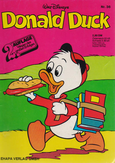 Cover for Donald Duck (Egmont Ehapa, 1974 series) #36 [2. Auflage]