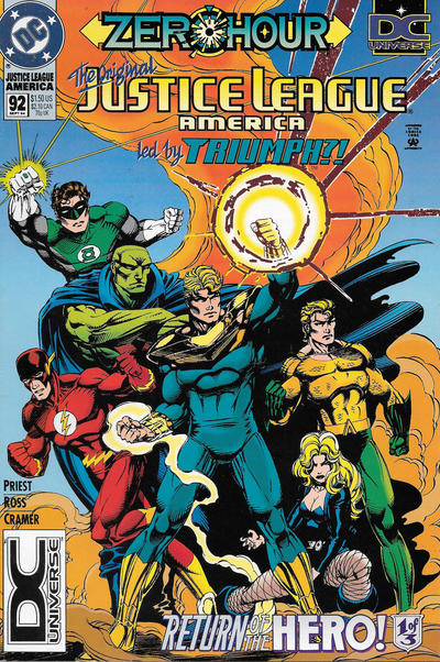 Cover for Justice League America (DC, 1989 series) #92 [DC Universe Corner Box]