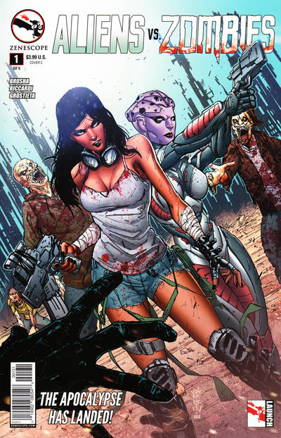Cover for Aliens vs. Zombies (Zenescope Entertainment, 2015 series) #1 [Cover C - Giuseppe Cafaro]