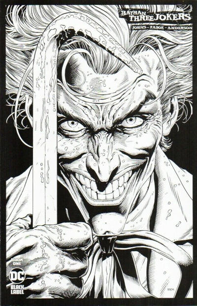 Cover for Batman: Three Jokers (DC, 2020 series) #1 [Jason Fabok Black and White Joker Crowbar Variant Cover]