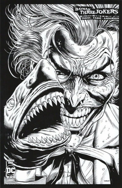 Cover for Batman: Three Jokers (DC, 2020 series) #1 [Jason Fabok Second Printing Black and White Joker Shark Variant Cover]