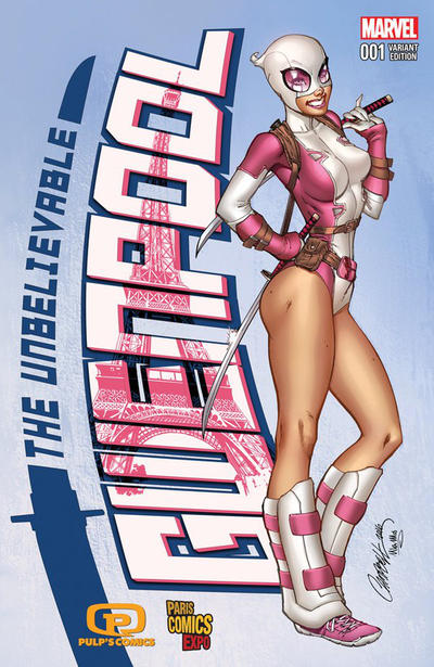 Cover for The Unbelievable Gwenpool (Marvel, 2016 series) #1 [Variant Edition - Pulp's Comics / Paris Expo Exclusive - J. Scott Campbell Cover]