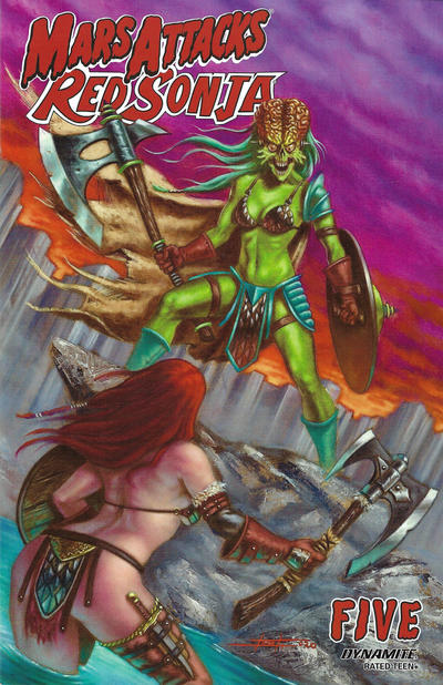 Cover for Mars Attacks / Red Sonja (Dynamite Entertainment, 2020 series) #5 [Cover B Luca Strati]