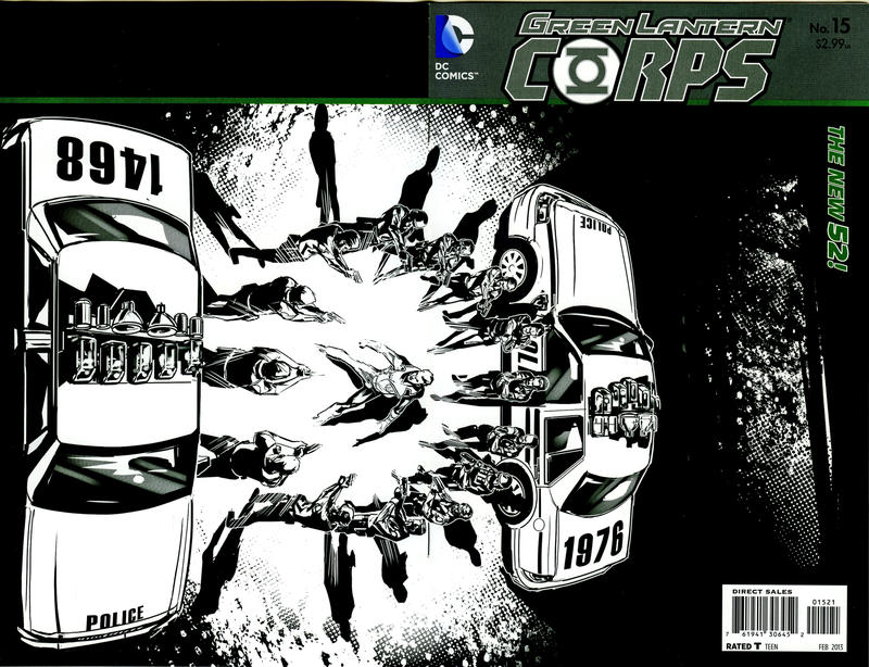 Cover for Green Lantern Corps (DC, 2011 series) #15 [Trevor McCarthy Black & White Wraparound Cover]