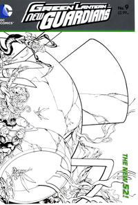Cover Thumbnail for Green Lantern: New Guardians (DC, 2011 series) #9 [Tyler Kirkham / Matt Banning Black & White Wraparound Cover]