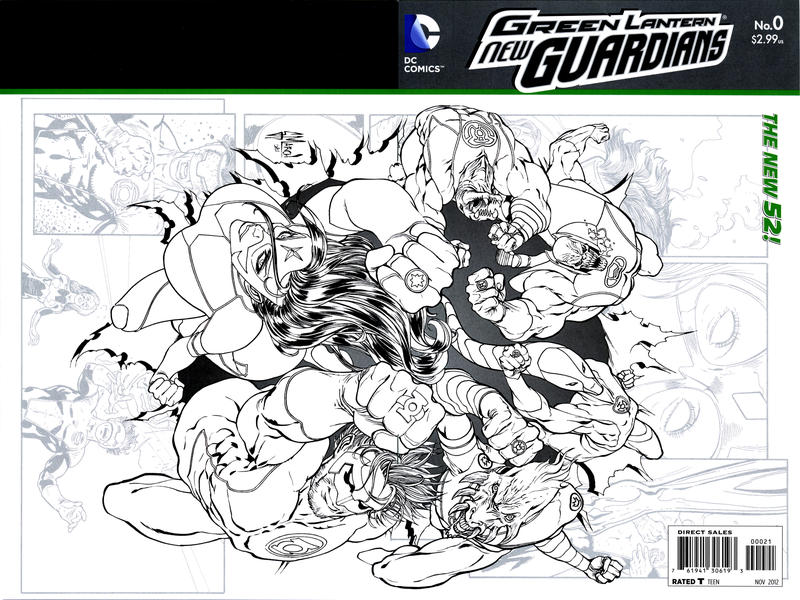 Cover for Green Lantern: New Guardians (DC, 2011 series) #0 [Guillem March Wraparound Black & White Cover]