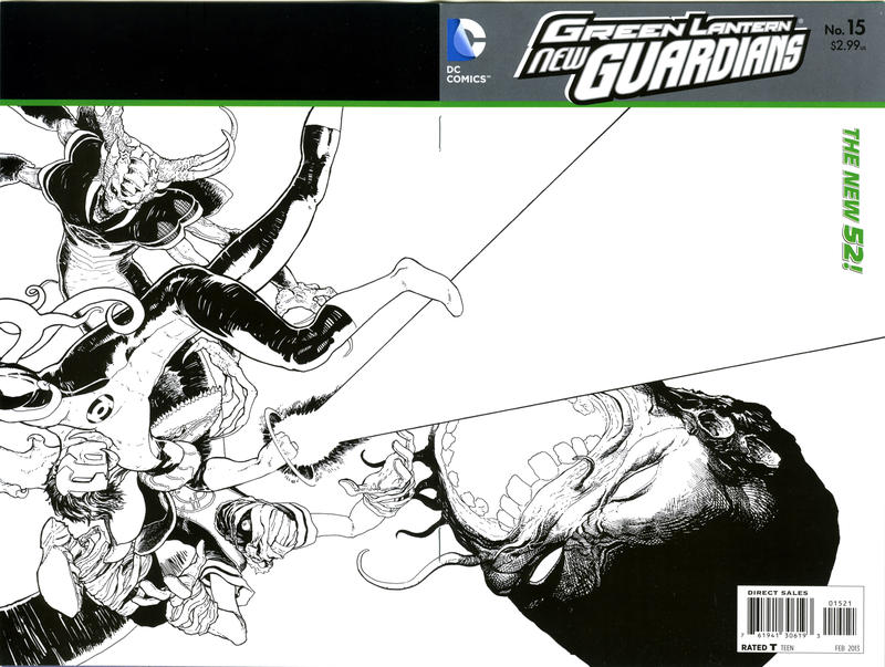 Cover for Green Lantern: New Guardians (DC, 2011 series) #15 [Aaron Kuder Wraparound Black & White Cover]