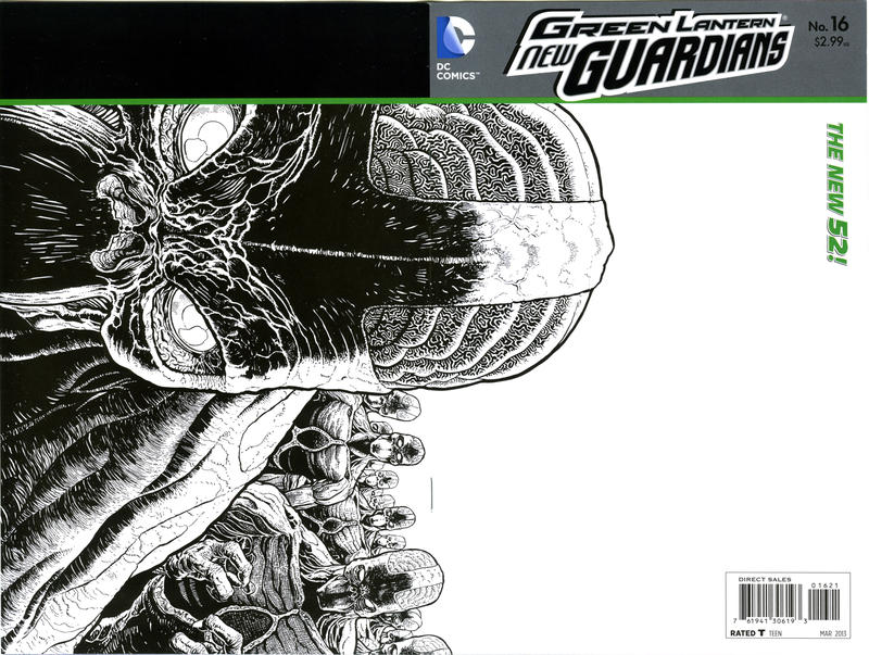 Cover for Green Lantern: New Guardians (DC, 2011 series) #16 [Aaron Kuder Wraparound Black & White Cover]