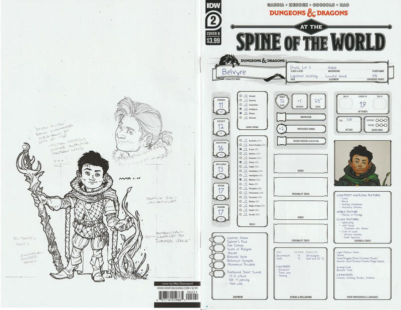 Cover for Dungeons & Dragons: At the Spine of the World (IDW, 2020 series) #2 [Cover B - Character Sheet]