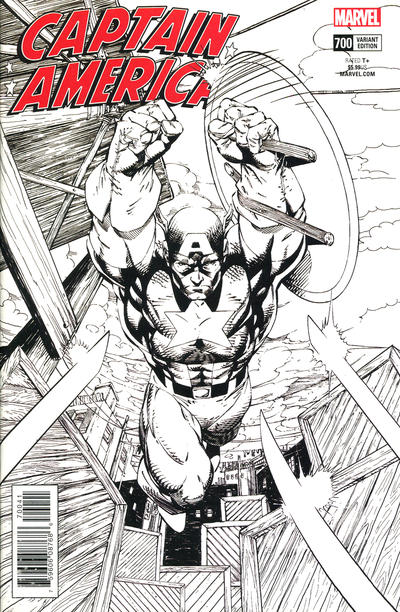 Cover for Captain America (Marvel, 2017 series) #700 [Jim Lee Remastered Black and White]
