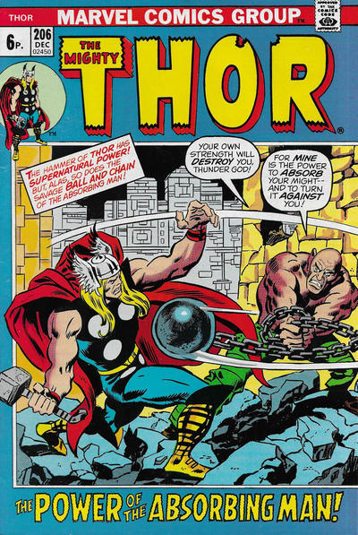 Cover for Thor (Marvel, 1966 series) #206 [British]