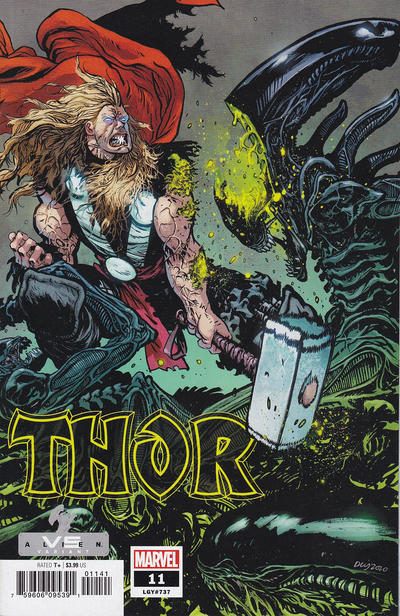 Cover for Thor (Marvel, 2020 series) #11 (737) [Marvel Vs Alien - Daniel Warren Johnson Cover]