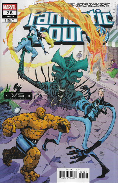 Cover for Fantastic Four (Marvel, 2018 series) #28 (673) [Marvel vs Alien - Joshua Cassara Cover]