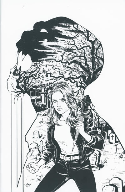 Cover for Buffy the Vampire Slayer (Boom! Studios, 2019 series) #2 [Audrey Mok Black and White Incentive Cover]