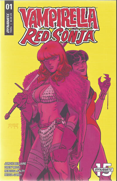 Cover for Vampirella / Red Sonja (Dynamite Entertainment, 2019 series) #1 [Cover D Leonardo Romero]