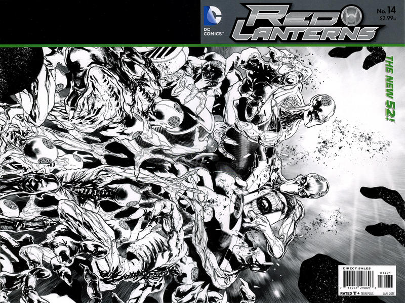 Cover for Red Lanterns (DC, 2011 series) #14 [Miguel Sepulveda Black & White Wraparound Cover]