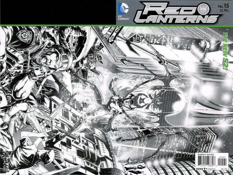 Cover for Red Lanterns (DC, 2011 series) #15 [Miguel Sepulveda Black & White Wraparound Cover]