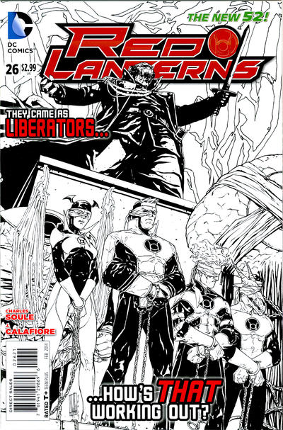 Cover for Red Lanterns (DC, 2011 series) #26 [Alessandro Vitti Black & White Cover]