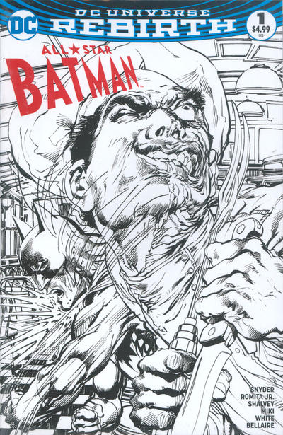 Cover for All Star Batman (DC, 2016 series) #1 [Newbury Comics Neal Adams Black and White Cover]