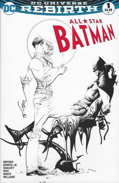 Cover for All Star Batman (DC, 2016 series) #1 [Dynamic Forces Jae Lee Black and White Cover]