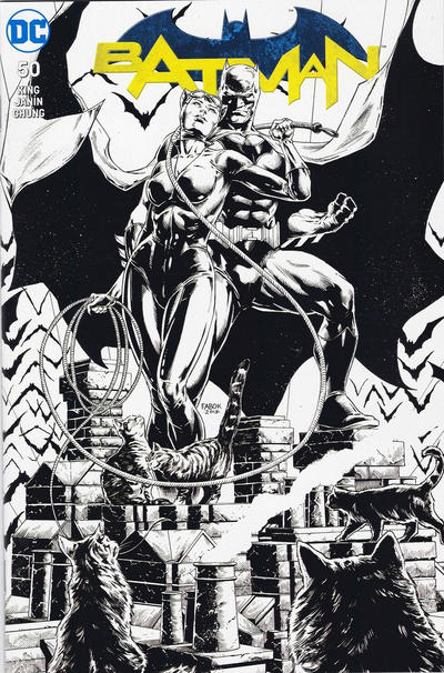 Cover for Batman (DC, 2016 series) #50 [Yesteryear Comics Jason Fabok Black and White Cover]