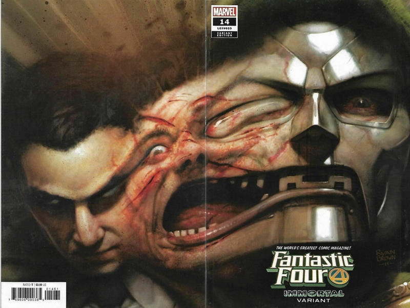 Cover for Fantastic Four (Marvel, 2018 series) #14 (659) [Ryan Brown 'Immortal' Wraparound (Doctor Doom)]