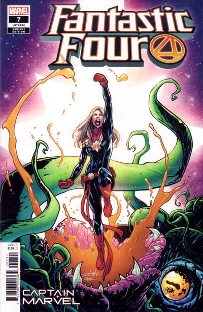 Cover for Fantastic Four (Marvel, 2018 series) #7 (652) [Valerio Schiti 'Captain Marvel' Cover]