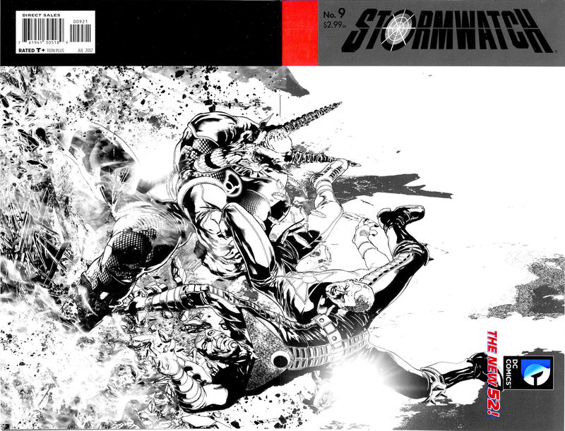 Cover for Stormwatch (DC, 2011 series) #9 [Miguel Sepulveda Black & White Wraparound Cover]